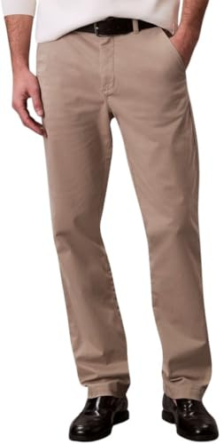 Calvin Klein Uomo Pantaloni Chino Cotton Signature Slim Fit, Beige (Vintage Khaki), 32W/34L