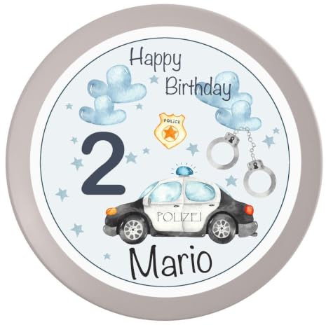 Tortenaufleger Geburtstag Polizei #1 Name & Zahl (20cm) Fondant Papier