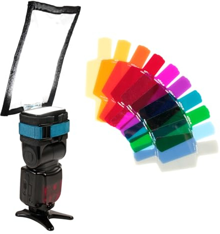 Rogue FlashBender 2 Bounce Card Reflector + 10 Color Flash Gels for Flash Photography