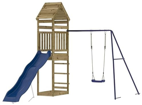 Torre da gioco in legno di pino impregnato per esterni, durevole e resistente alle intemperie, ideale per giardino e parco giochi, adatta ai bambini e sicuri