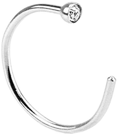 FashionOther Piersando Fake Piercing Klemm Hoop Ring Klemmring mit Kristall für Septum Tragus Helix Nase Lippe Ohr Intim Nippel Augenbraue Brust Hufeisen Silber 8mm