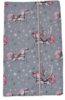 Windeltasche WickeltascheEinhorn Pferd Sterne grau rosa Mädchen (Geburtsgeschenk Mamageschenk)