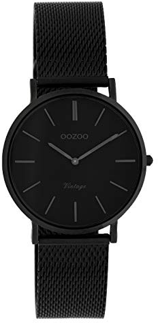 Oozoo Vintage Damenuhr mit grobmaschigem Edelstahl Milanaise Metallband 32 mm