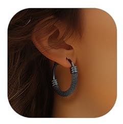 PROSTEEL Creolen edelstahl Damen Huggie Kreolen silber/gold/Schwarz Hoop Klappcreolen Ohrschmuck für Frauen Mädchen 25/30/40/60/70/80 mm Groß Kreis Ohrringe Accessoire