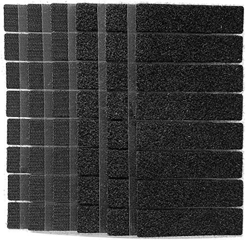 Ruban adhésif de montage robuste, points de boucle de crochet de force industrielle, double face, support de préhension pour tapis, pièces de fixation murale, noir (24pairs/2.5 * 10cm)