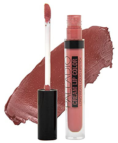 Palladio Long-Wear Cream Lip Color Liquid Lipstick, transfer proof high intensity color pigment, smooth lightweight formula, cream color matte finish, all day wear (Au Natural)