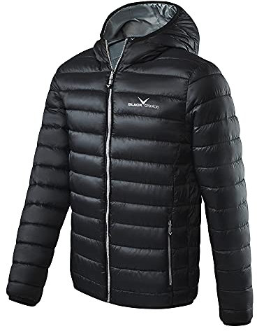 Black Crevice Herren Steppjacke I wind- & wasserabweisende Herren-Jacke I Steppjacke mit Kunstfaserfüllung I Steppjacke mit Kapuze, schwarz/silber, 54