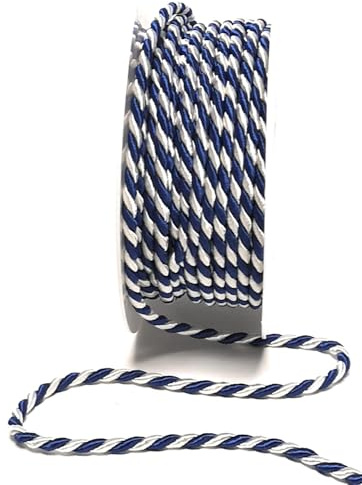s.dekoda Kordel 15m x 4mm zweifarbig Blau - Weiß Drehkordel Dekoband Kordelband Kordelschnur