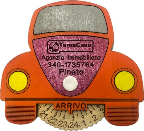 Generico Disco ORARIO 24H - 3 unità - MOD. Maggiolino – Realizzato A Mano in Legno (Rosa-Arancio)