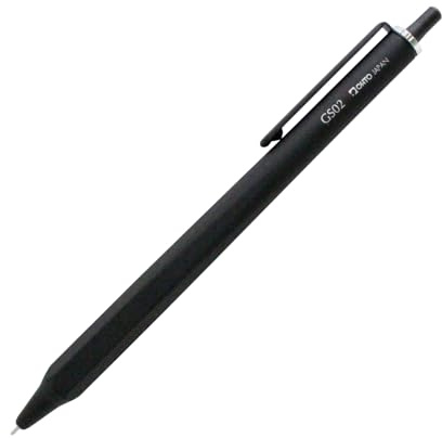 OHTO GS02 Roller Gel Pen, Retractable Needle Tip 0.5mm Fine Point, Black Barrel, Ultra-Quick Drying Black Gel Ink Pen, All-Metal Hybrid Body, GS02-G5-BK