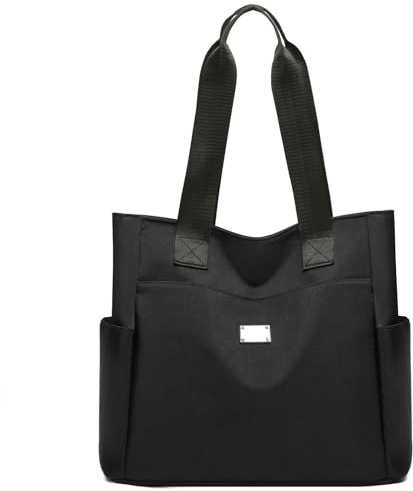 URAQT Nylon Shoulder Bag, Fashion Women's Bag Handbag, Multi-Pocket Tote Bag with Zipper, Waterproof Lightweight Nylon Hobo Bag, Large Capacity Handbag for School Shopping Travel Work Daily Use