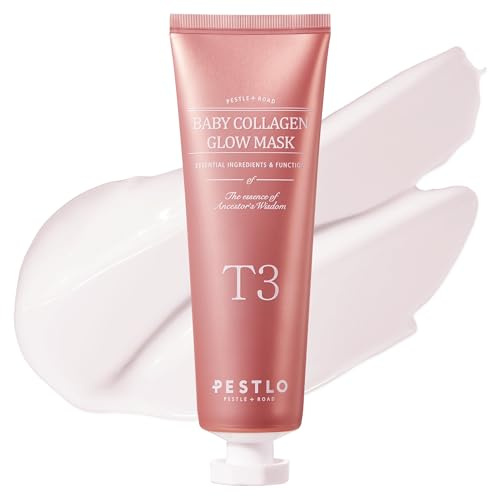 PESTLO T3 Baby Collagen Glow Mask – Vegane Koreanische Kollagen Maske Peel-Off, Veganes Kollagen (Reallagen), Hyaluron, Glutathion & Argirelin, Aufpolsternd & Glow Baby-Haut, K-Beauty | 70 ml