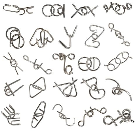 Set de Rompecabezas de Metal 24 Piezas, Juegos de ingenio para Adultos, Juegos de Paciencia para Adultos, Juegos de Inteligencia, Rompecabezas IQ 3D, Idea de Regalo para Todas Las Edades.