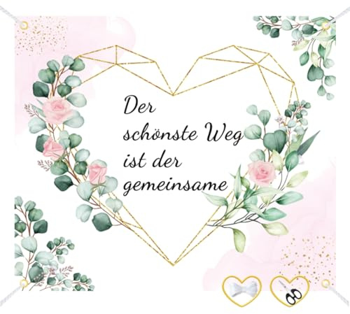 Hochzeitsherz zum Ausschneiden, Hochzeitsdekoration Banner Inklusive 1 Scheren Spiel für Das Brautpaar Hochzeitsgeschenk, für Hochzeitsdekorationen, Hochzeitsspiele (Rosa)