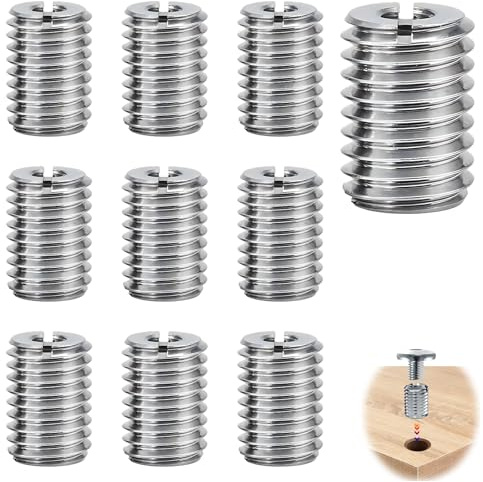 10 Piezas Inserto de Rosca M10 a M8, Insertar Tuerca Rosca de Acero Inoxidable Manga Tuercas Reductoras Autorroscantes Herramienta de Reparación Hardware para Automóviles Montaje de Muebles