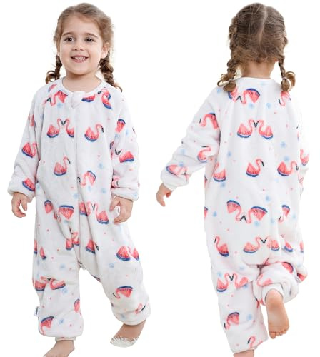 HAHASHOW Saco De Dormir Con Pies Invierno para Bebe 4-5 Años, Flamenco