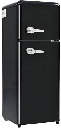 Frigorifero Con Congelatore,Combinazione Frigo-Congelatore,Frigorifero Doppia Porta 92L,Con Congelatore 28L,45Db,LED,Ripiani in Vetro,Cassetto Verdura,Ripiani Nella Porta,116 Kwh/Anno,Black