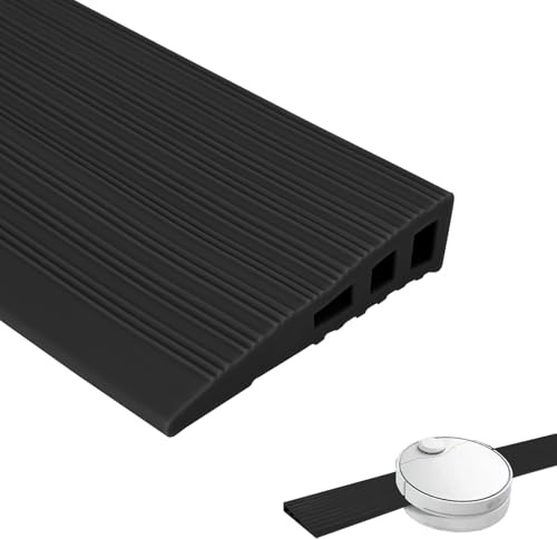 Inscrip Türschwellenrampe, 1 Meter Rampe Saugroboter, Selbstklebende Schwellenrampe, Rampe Türschwelle, Gummi Türschwellen Leiste, für Rollstühle, Rollatoren, Elektroroller (Schwarz, 100x25mm)