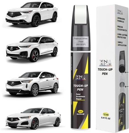 XNA Platinum White Pearl(NH-883P) for Acura Touch Up Paint, 2 in 1 Car Scratch Remover with Pen Tip and Brush, Exact Color-Matched for Car Paint Scratch Repair, Quick & Easy Fix Chips and Nicks
