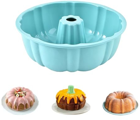 WWYSSZ Molde Rosco Alto 25cm Molde Silicona Bizcocho Agujero, Azul | Moldes Silicona Reposteria, Molde para Antiadherentes, Apto para Lavavajilla, para Pasteles,Gelatinas, Pan,Chocolates