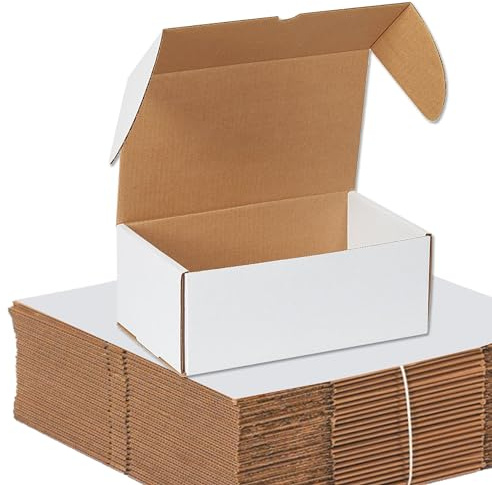 BOX USA 12 Deluxe Shipping Boxes, 12L x 7 1/2W x 5H, 25-Pack - White Box Mailers for Packaging, Storage, Gifts or Bulk Business Orders