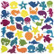 Baker Ross FC777 Glitzer Meeresleben Moosgummi Sticker - 150 Stück, Großpackung Glitter Schaumstoff Aufkleber für Kinder zum Basteln, Gestalten und Dekorieren
