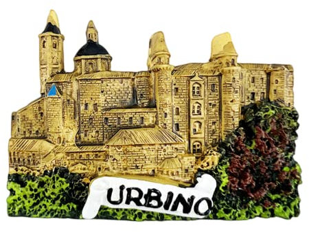 Urbino - Magnete per frigorifero, souvenir da viaggio, decorazione 3D per frigorifero, adesivo magnetico dipinto a mano, collezione artigianale