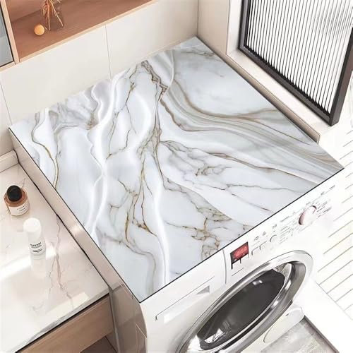 Highdi Modèle de Marbre Housse de Protection pour Machine à Laver Top, Coussin de Machine à Laver Antidérapant Housse de Machine à Laver pour Machine à Laver Ou Sèche-Linge (Gris Clair,60x65cm)
