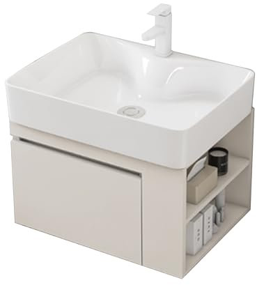 JOSIAHCQ Meuble Salle de Bain avec Vasque Meuble sous Lavabo Salle de Bain Meuble Lave Main WC Meuble d'angle Suspendu Moderne avec Robinet pour Petit Espace(6037)