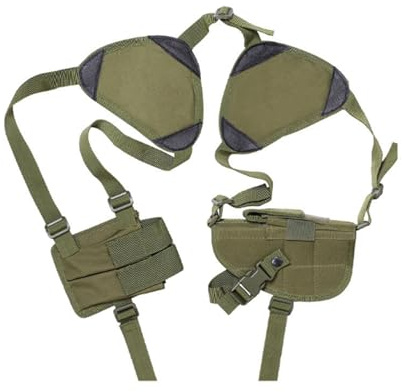 Holster Pistole, Verstellbares Schulterholste, Verdecktes Pistolenholster mit Zwei Magazintaschen, Revolver Schulterholster, Tactical Deep Concealment Schulterholster für Frauen und Männer (Grün)