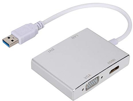 TANIQIACA Multi Functional Aluminum Alloy USB 3.0 to/VGA/LAN/DVI Converter Adapter, Plug and Play, Lightweight and Portable, Supports High Resolution Up to 1920x1200