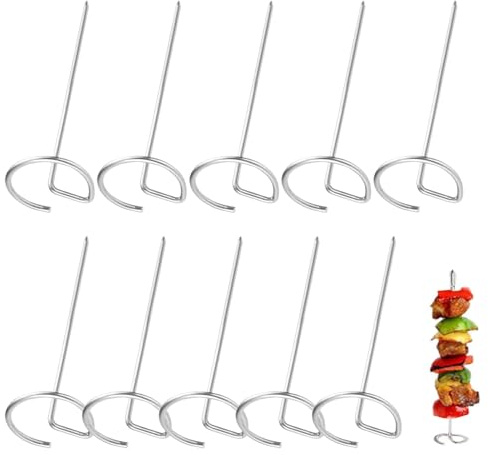 Paquete de 10 pinchos de acero inoxidable para freidora de aire, pinchos reutilizables de grado alimenticio para brochetas, pollo, carne de res, diseño independiente para horno, camping, barbacoa,