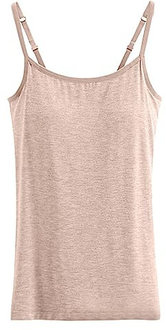 Casual Tank Tops for Women Sleeveless Tops 2024 Women With Chest Pads Five Fingers Without Steel Ring Bra Cups One Sports Camisole Basics Womens Pajamas Set (Beige, XL)