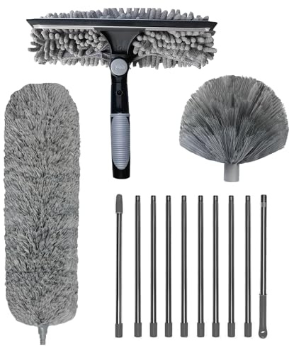 High Duster - High Spider Web Cleaner Microfibra - Spazzola ergonomica per Ventilatore da Soffitto multifunzione per la Pulizia della Parete della Finestra della lampada