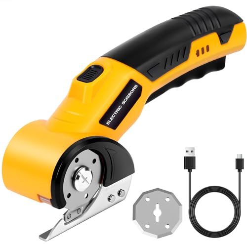HOTUT Cardboard Cutter,Rechargeable Dressmaker Cutting Tool with Safety Lock Switch and LED Light,Auto Blade Electric Cardboard Box Cutter,Rechargeable Fabric Scissor for Box,Carpet,Leather,Cardboard