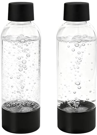 Meritaipolw Wasserflasche 2er-Pack, Kunststoffflasche, Ersatzflaschen, Geeignet Für Sprudelwasser Und Mineralwasser, 1 L, Wiederverwendbare Sodaflaschen, Gilt Nicht Für SodaStream-Wassersprudler