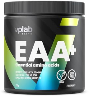 Vplab EAA+ 250 g - Polvo de aminoácidos esenciales para el desarrollo muscular, regeneración, fitness y rendimiento, vegano, sin lactosa, sin gluten