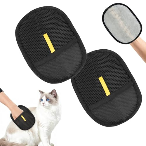 2 Stück Tierhaarentferner Handschuh – Magnetisch‑statische, Waschbare & Wiederverwendbare Haustier Haarentferner Handschuhe für Hunde & Katzen auf Möbel, Kleidung & Auto