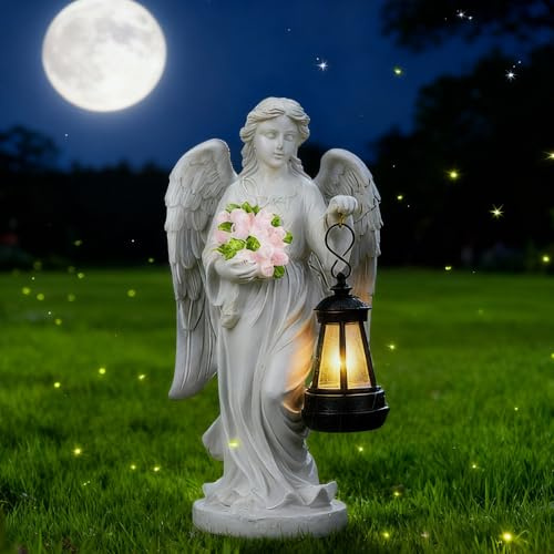 RNPKZ Angelo statue da giardino, decorazione per tomba, resistente alle intemperie: angelo per tomba, decorazione per esterni, cimitero, resistente alle intemperie, decorazione per tomba, decorazione