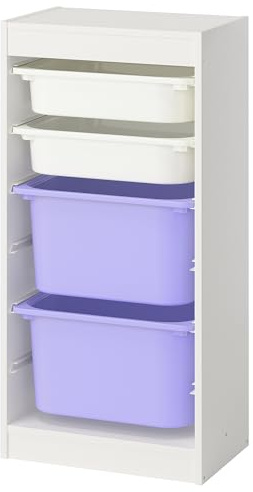 ProTuning TROFAST Combinazione di contenitori con scatole, bianco bianco/lilla, 46x30x94 cm