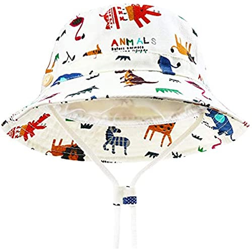 DRESHOW Baby Solhatt Småbarn Solskydd Djurmössa Unisex Sommarhatt med Hakrem UPF 50+