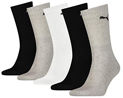 PUMA Crew Sock Calcetines, Blanco (White/Grey/Black), 39-42 Unisex adulto