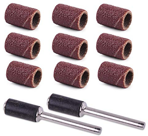 100PCS 1/4 Sanding Bands Sanding Sandpaper Sleeves with 2 Drum Rotary Tool Accessory 80#