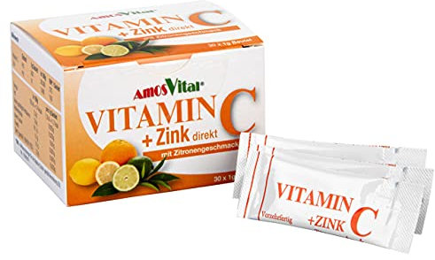 Vitamin C und Zink Direkt Pulver - 30 Portionen (1 Pack) - zur Direkteinnahme ohne Flüssigkeit - praktisch für unterwegs (1)