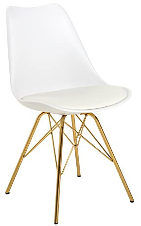 Riess Ambiente Design Stuhl Scandinavia weiß goldene Beine Esszimmerstuhl Stühle Küchenstuhl Schalenstuhl