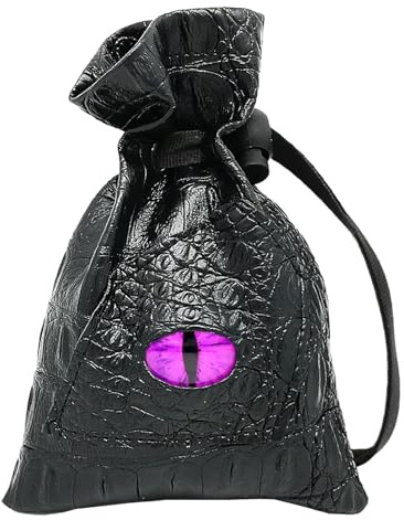 Haxtec DND Würfelbeutel Dungeons und Drachen Geschenke Kordelzug Leder Dragon Eye DND Würfeltasche für D&D Würfel und TTRPG Zubehör (lila Auge)