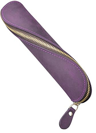 Leder Federmäppchen, S-Form Vintage Bleistift Beutel Stifthülle Stifte Etui Stiftehalter Lederetui Stiftetui mit Reißverschluss für Schule, Arbeit, Büro
