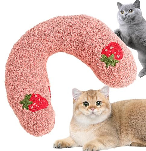 Niktule Beruhigendes Kissen für Hunde,katzenminze Kissen,Nackenkissen für Hunde,U-förmiges,ultraweiches, Flauschiges Haustier Beruhigungsspielzeug,Komfort Kuschelkissen,Haustierzubehör