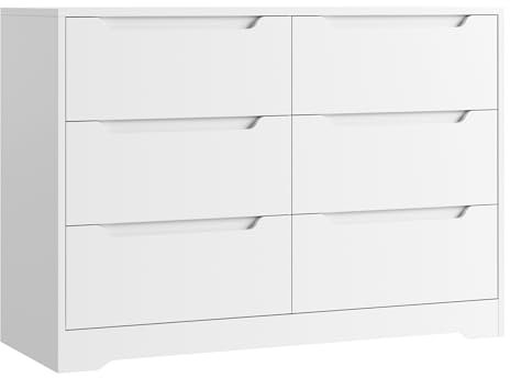 HOCSOK Cassettiera Camera da Letto, Credenza con 6 Cassetti, Mobiletto Multiuso Salvaspazio per Camera da Letto, Soggiorno, Cucina, 108 x 82,5 x 39 cm