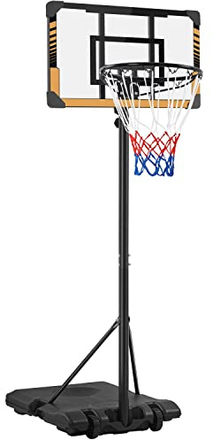 Yaheetech Canasta de Baloncesto Portátil con Ruedas, Negro/Marrón